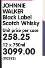 Johnnie Walker Black Label Scotch Whisky-12x750ml