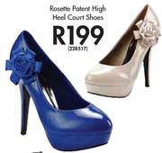 Rosette Patent High Heel Court Shoes