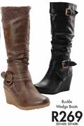 Buckle Wedge Boots