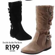 Double Buckle Flat Boots
