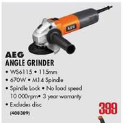 AEG Angle Grinder WS6115-670W