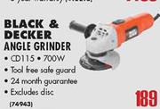Black & Decker Angle Grinder CD115-700W