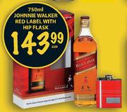 Johnnie Walker Red Label With Hip Flask-750ml Each