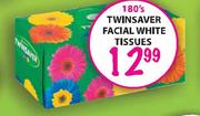 Twinsaver Facial White Tissues-180's