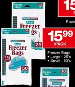 House Brand Freezer Bags-Large-25's,Small-50's Per Pack