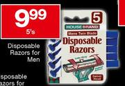House Brand Disposable Razors For Men-5's