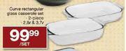 Curve Rectangular Glass Casserole Set (2.9 Ltr & 3.7 Ltr)-2 piece per set