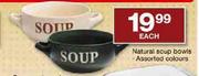 Natural Soup Bowls Assorted Colours-each