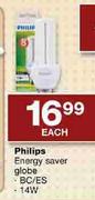 Philips Energy Saver Globe (BC/ES)-14W each