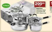 Supreme Stainless Steel Cookware Set With Glass Lids-7 Piece