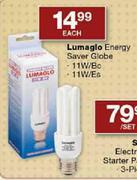 Lumaglo Energy Saver Globe-11W/Bc & 11W/Es Each