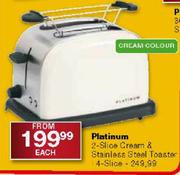 Platinum 2-Slice Cream & Stainless Steel Toaster 
