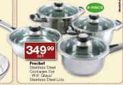 Prochef Stainless Steel Cookware Set with Glass/Stainless Steel Lids-3 piece per set