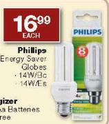 Philips Energy Saver Globes 14W/Bc/14W/Es-each