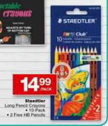  Staedtier Long Pencil Crayons-10-Pcs Per Pack + 2 Free HB Pancils