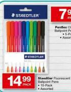 Staedtler Fluarescent Ballpoint Pens-10-Pcs Per Pack