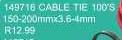 Cable Tie 150-200mm x 3.6-4mm-100's