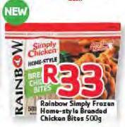 rainbow Simply Frozen Home-Style Breaded chicken Bites-500g