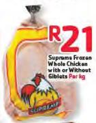 Supreme Frozen Whole Chicken With Or Without Giblets-Per Kg