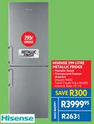 Hisense 299L Metallic Fridge
