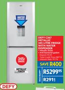 Defy C367 Metallic 345L Fridge With Water Dispenser