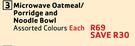 Sistema Microwave Oatmeal/Porridge And Noodle Bowl Assorted Colours-Each