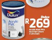 Dulux Acrylic Matt PVA Assorted Colours-5Ltr Each