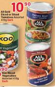 All Gold Diced Or Sliced Tomatoes Assorted-410gm Each