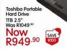 Toshiba Portable Hard Drive 1TB 2.5"