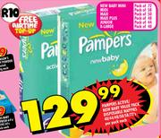 Pampers Active/New Baby Value Pack Disposable Nappies X-Large-40's/Junior-44's Per Pack