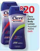Clere Active Body Lotion - 400ml Each