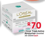L'Oreal Triple Active Moisturiser Assorted-50-200ml Each