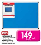 Aro Noticeboard Aluminium Frame-600mm(w)x450mm(h)