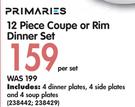 Primaries 12 Piece Coupe Or Rim Dinner Set-Per Set