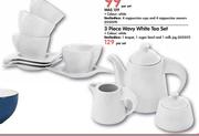 3 Piece Wavy White Tea Set-Per Set
