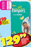 Pampers Active Baby value Pack Disposable Nappies-Per Pack Each