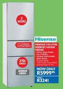 Hisense 310Ltr Mirror 3 Door Fridge
