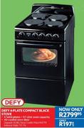 Defy 4 Plate Compact Black Stove