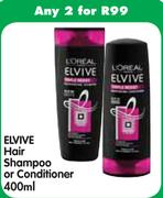 Elvive Hair Shampoo Or Conditioner-2x400Ml