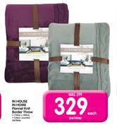 In House In Home Flannel Knit Border Throw