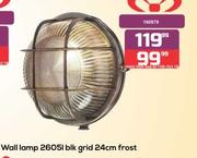 Wall Lamp BLK Grid 24cm Frost