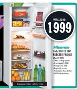 Hisense White Top Freezer Fridge (H220TWH) - 168 Ltr