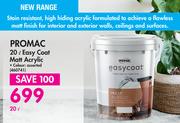 Promac Easy Coat Matt Acrylic-20Ltr
