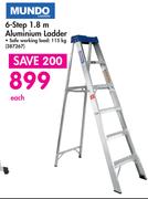 Mundo 6 Step 1.8m Aluminium Ladder-Each