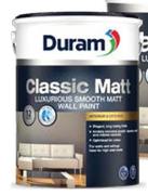 Duram Classic Matt (White) Wall Paint Interior/Exterior Smooth Matt-5L