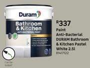Duram Bathroom & Kitchen Pastel (White) Anti Bacterial Paint-2.5L