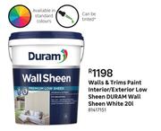 Duram Wall Sheen (White) Walls & Trims Paint Interior/Exterior Low Sheen-20L