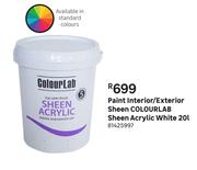Colourlab Sheen Acrylic (White) Paint Interior/Exterior Sheen-20L