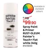 Rust Oleum Painter's Touch+ Flat White Spray Paint & Primer-340g