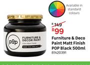 Pop Furniture & Deco Paint Matt Finish (Black)-500ml